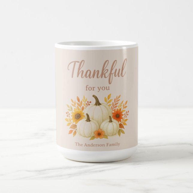 Fall Pumpkins & Sunflowers | Elegant Thanksgiving Coffee Mug (Center)