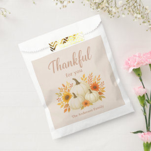 Fall Pumpkins & Sunflowers   Elegant Thanksgiving Favour Bags