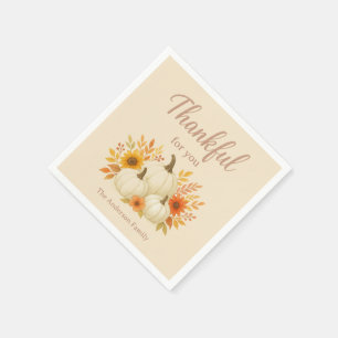 Fall Pumpkins & Sunflowers   Elegant Thanksgiving Napkin