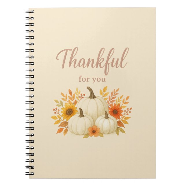 Fall Pumpkins & Sunflowers | Elegant Thanksgiving Notebook (Front)