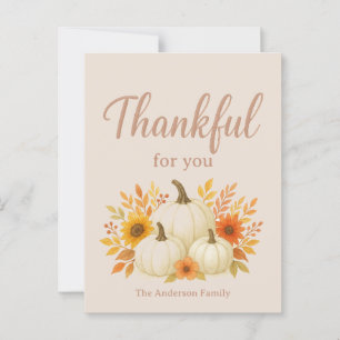 Fall Pumpkins & Sunflowers Elegant Thanksgiving Postcard