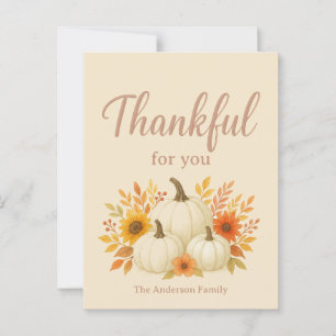 Fall Pumpkins & Sunflowers Elegant Thanksgiving Postcard
