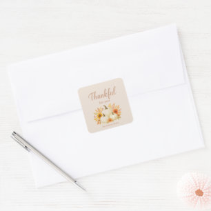 Fall Pumpkins & Sunflowers   Elegant Thanksgiving Square Sticker