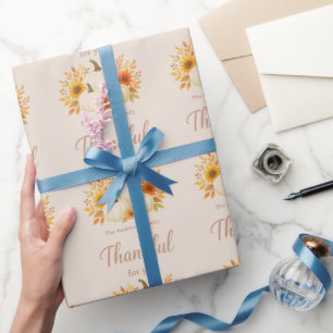 Fall Pumpkins & Sunflowers Elegant Thanksgiving Wrapping Paper
