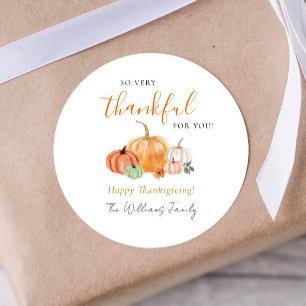 Fall Pumpkins Thanksgiving Thank You Classic Round Sticker