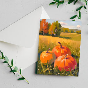 Fall Pumpkins Watercolor Autumn Meadow Card