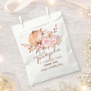 Fall Pumpkins Watercolor Boho Girl 2nd Birthday Favour Bags