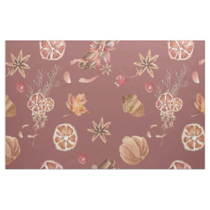 Fall Pumpkins Watercolor Thanksgiving Print Fabric