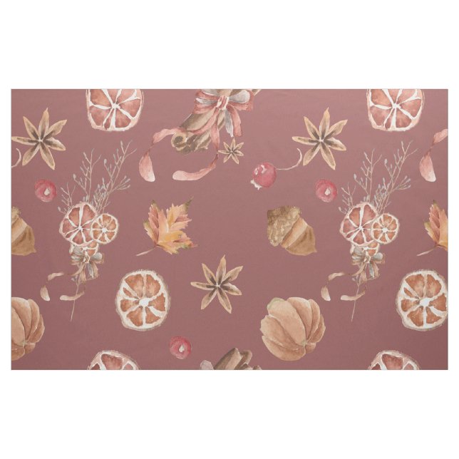 Fall Pumpkins Watercolor Thanksgiving Print Fabric (Fat Quarter)
