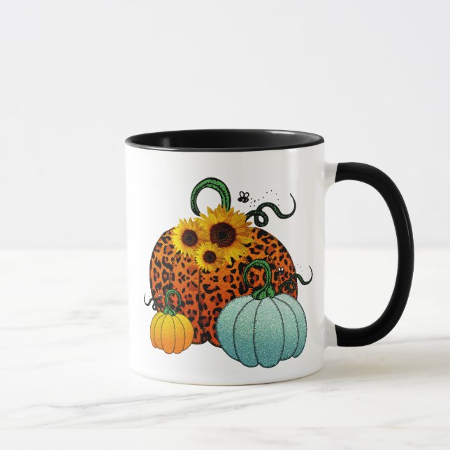 Fall pumpkins with sunflowers Mug (Right)