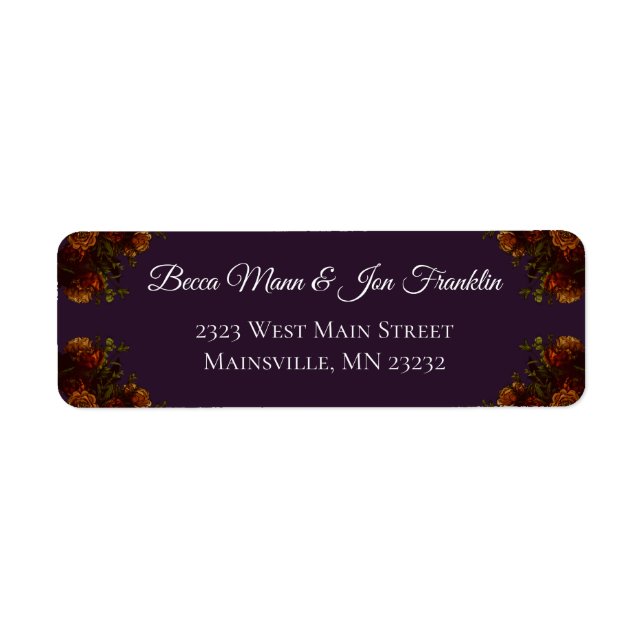 Fall Purple Rustic Orange Wedding Elegant Gothic (Front)