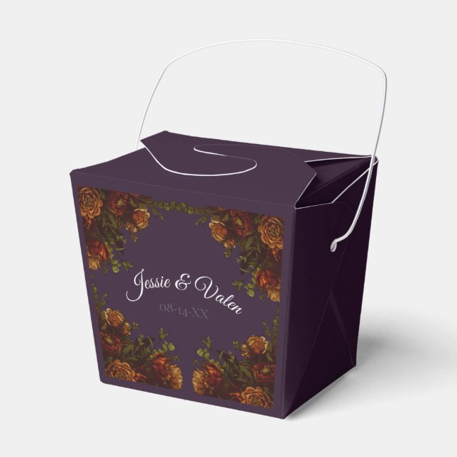 Fall Purple Rustic Orange Wedding Elegant Gothic Favour Box (Front Side)