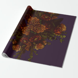 Fall Purple Rustic Orange Wedding Elegant Gothic Wrapping Paper