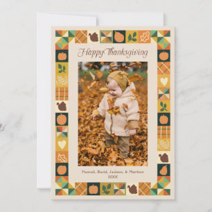 Fall Quilt Border Thanksgiving Holiday Photo Card