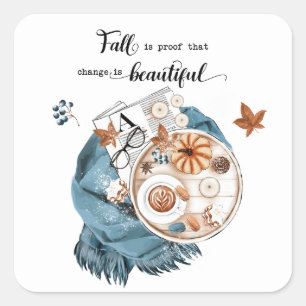 Fall Quote Square Sticker