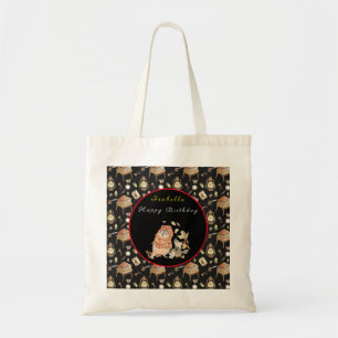 Fall Racoon Customise Text and Colour Tote Bag