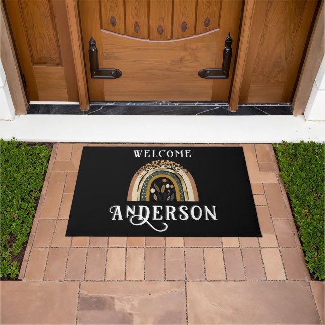 Fall Rainbow Family Name Welcome Mat (Outdoor)
