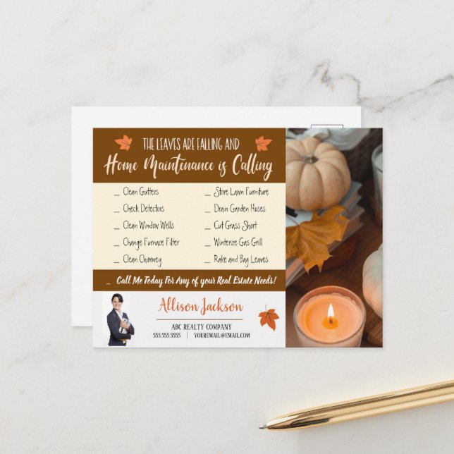 Fall Realtor Marketing Postcard Mailer (Front/Back In Situ)