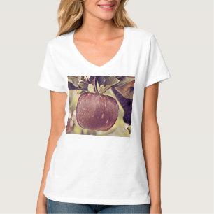 Fall red apple fruit and leaves watercolor T-Shirt