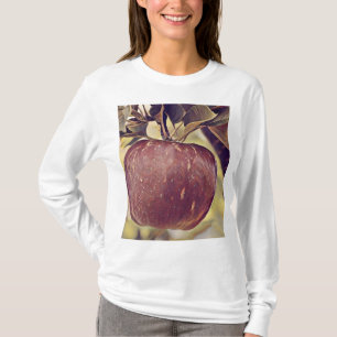 Fall red apple fruit and leaves watercolor  T-Shirt