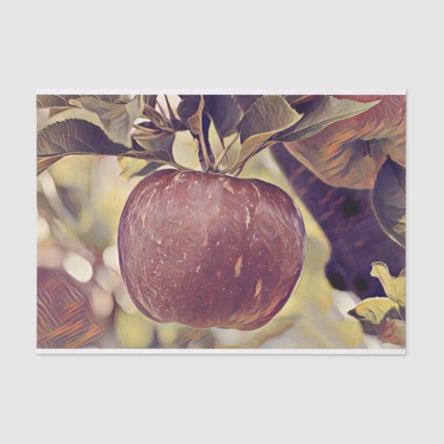Fall red apple fruit and leaves watercolor  tissue paper (Front)