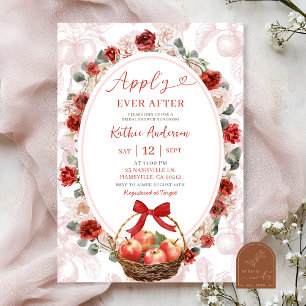 Fall Red Apple Toile Bridal Shower  Invitation