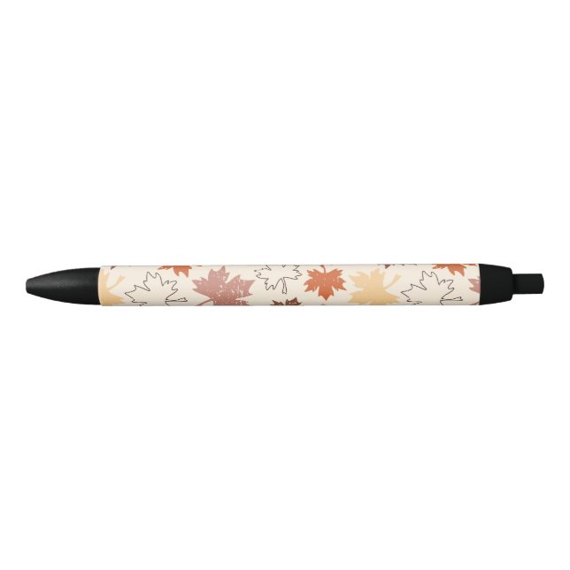 Fall red brown maple leaves earth colours black ink pen (Front)