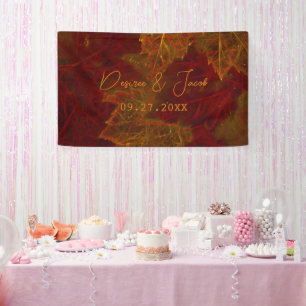 Fall Red Gold Rustic Elegant Maple Leaves Banner