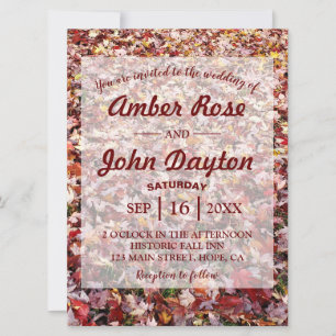 Fall Red Leaves Rustic Wedding Invitations