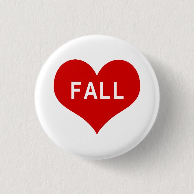 FALL Red Love Heart Button (Front)