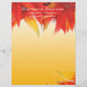 Fall red maple leaves letterhead with names