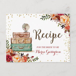 Fall Red Marsala Travel Themed Recipe Card