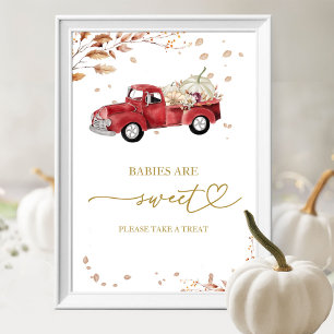 Fall Red Truck Babies Are Sweet Baby Shower Poster
