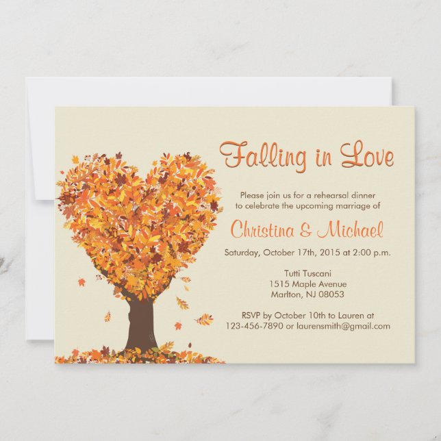 Fall Rehearsal Dinner Invitations- Falling in Love Invitation (Front)
