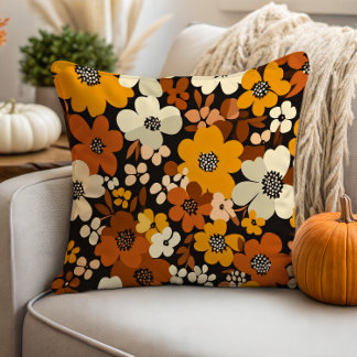 Fall Retro Floral Cushion