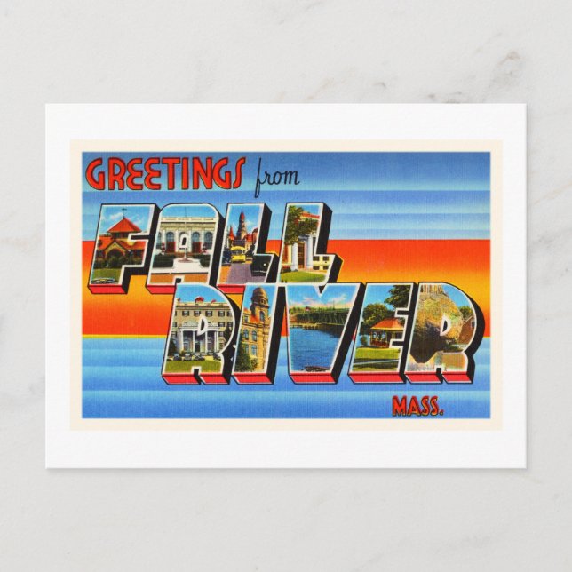 Fall River Massachusetts MA Old Travel Souvenir Postcard (Front)