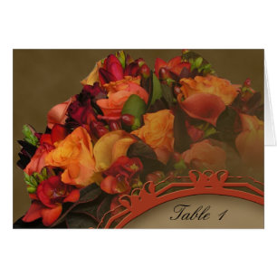 Fall Rose Bouquet Table Number tent card