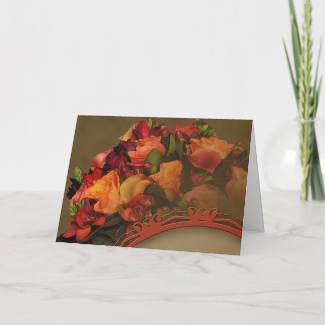 Fall Rose Bouquet Thank You card (Front)