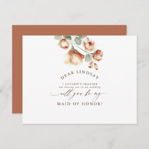 Fall Rose Floral Bridesmaid - Maid of Honour Invitation