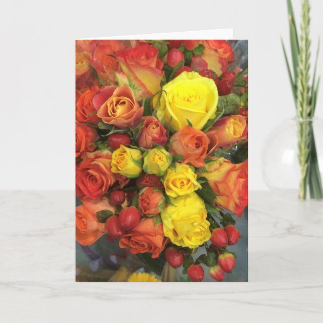 Fall roses greeting card (Front)