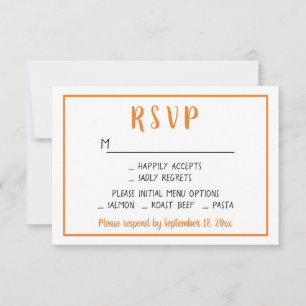 Fall RSVP Orange Autumn Wedding Party Minimalist Card