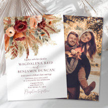Fall Rust Burgundy Florals Pampas Photo Wedding