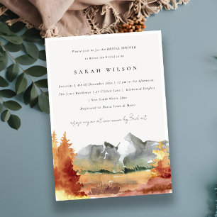 Fall Rust Mountain Trees Foliage Bridal Shower Invitation