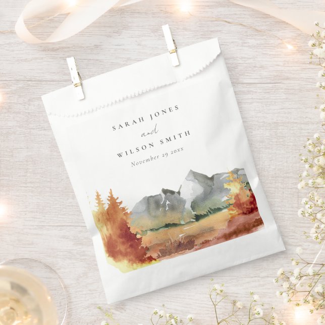 Fall Rust Orange Mountain Trees Foliage Wedding  Favour Bags (Clipped)