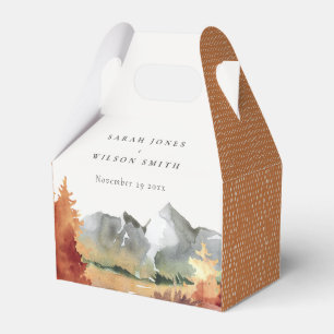 Fall Rust Orange Mountain Trees Foliage Wedding  Favour Box