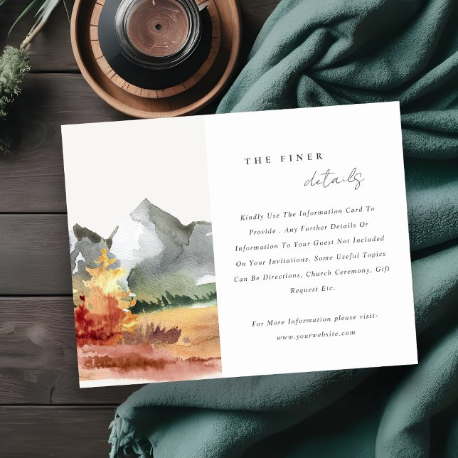Fall Rust Orange Mountain Trees Wedding Details Enclosure Card (Creator Uploaded)