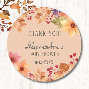 Fall Rustic Autumn Baby Shower Thank You Classic Round Sticker
