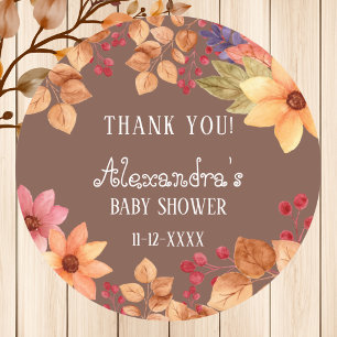 Fall Rustic Autumn Baby Shower Thank You  Classic Round Sticker