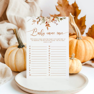 Fall rustic baby name race baby shower game