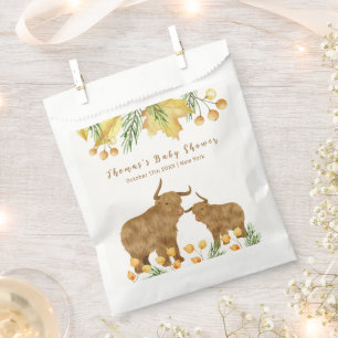 Fall Rustic Boho Highland Cow Baby Shower Favour Bags